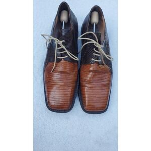 David Eden Crocodile GENUINE Leather Dress Oxford Shoes Mens Size 11.5 Brown